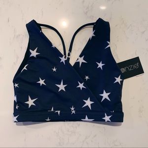 Onzie crossover bra - Marine navy/ blue with stars